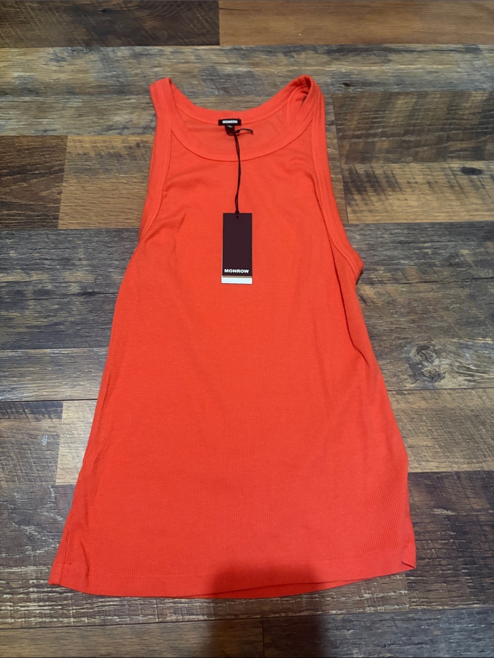 Monrow Bright Orange Ribbed‎ Tank